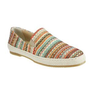 RON White Women multi stripe "Delilah" espadrille loafer